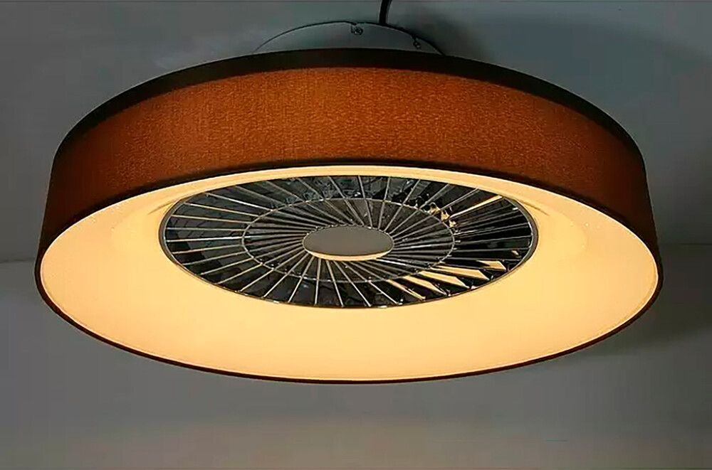 LED-tuuletinplafondi Voltomat Air Mary ruskea/hopea Ø 57 cm