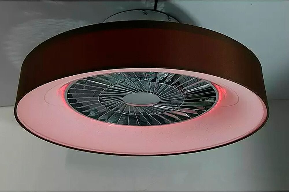 LED-tuuletinplafondi Voltomat Air Mary ruskea/hopea Ø 57 cm