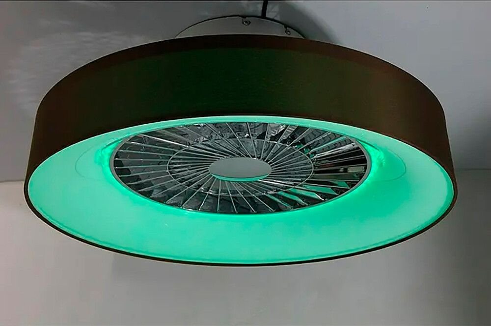 LED-tuuletinplafondi Voltomat Air Mary ruskea/hopea Ø 57 cm