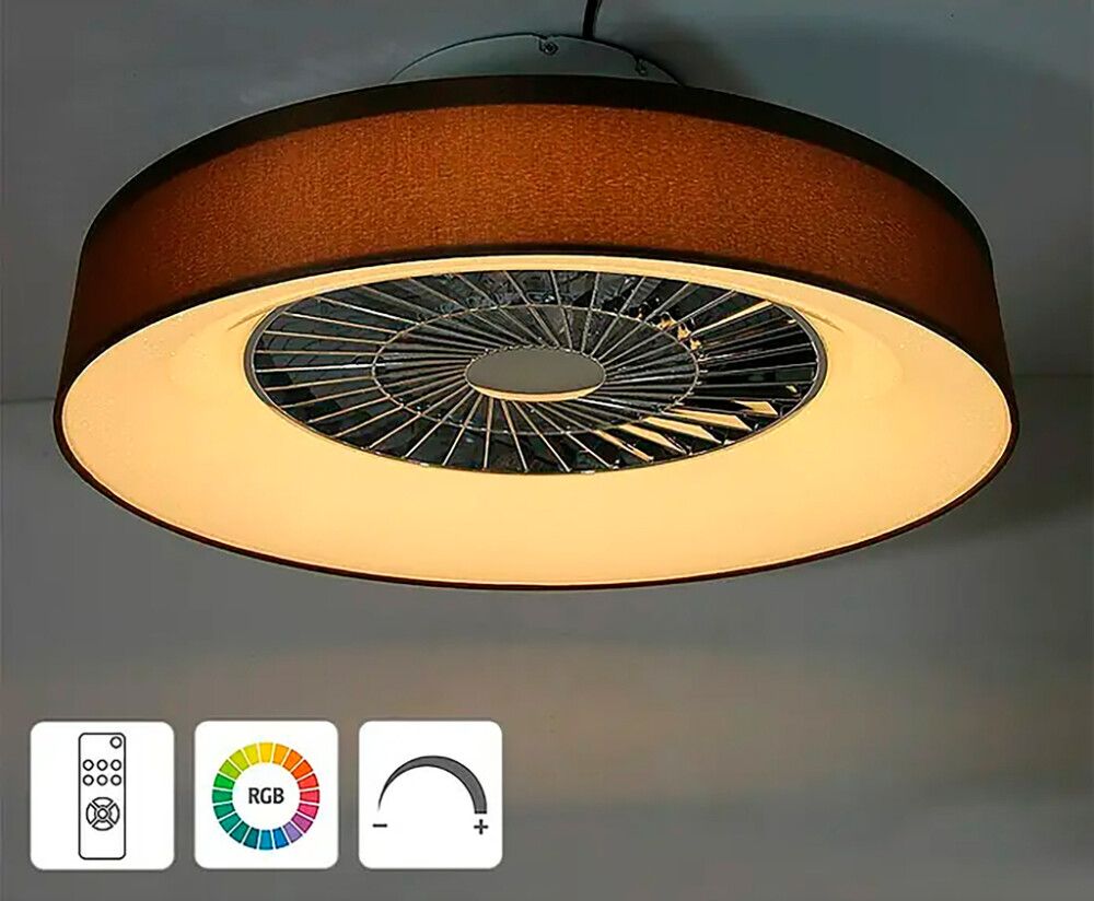 LED-tuuletinplafondi Voltomat Air Mary ruskea/hopea Ø 57 cm