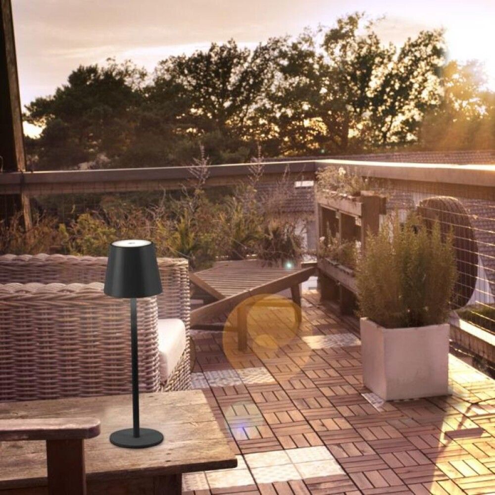 Pöytävalaisin Leuchten Direkt Euria valkoinen Musta