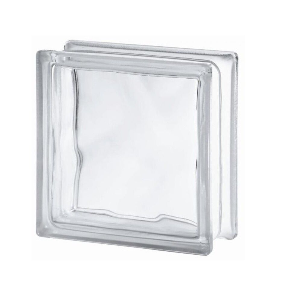 Lasitiili Seves Glassblock Wave Kirkas 19 x 19 x 8 cm