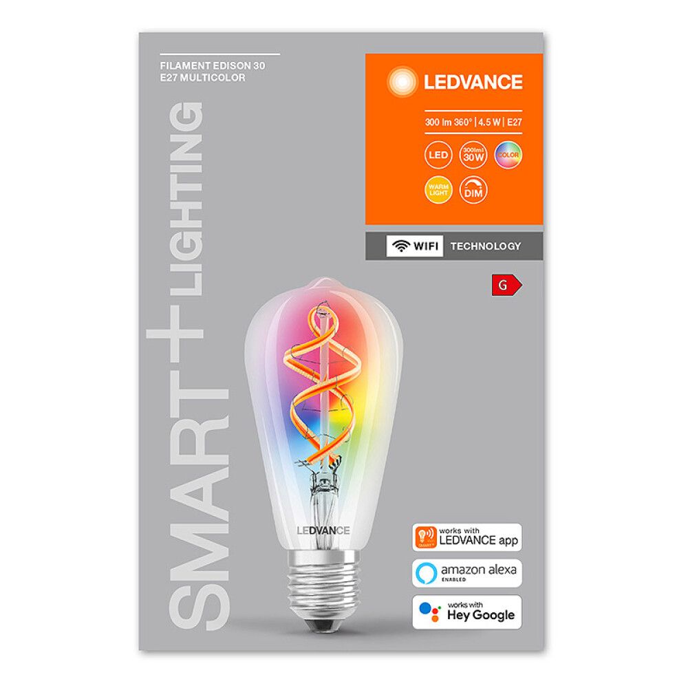 LED-lamppu Ledvance Smart+ WiFi Edison RGBW 2700 K E27 4,5 W
