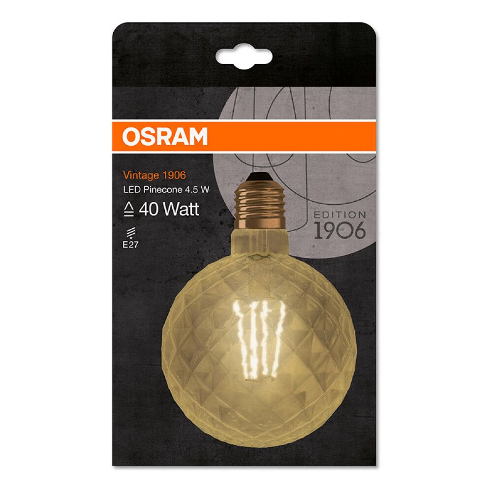 LED-lamppu Osram Vintage 1906 Big Globe Pine 40 E27 470 lm 2400K Kulta