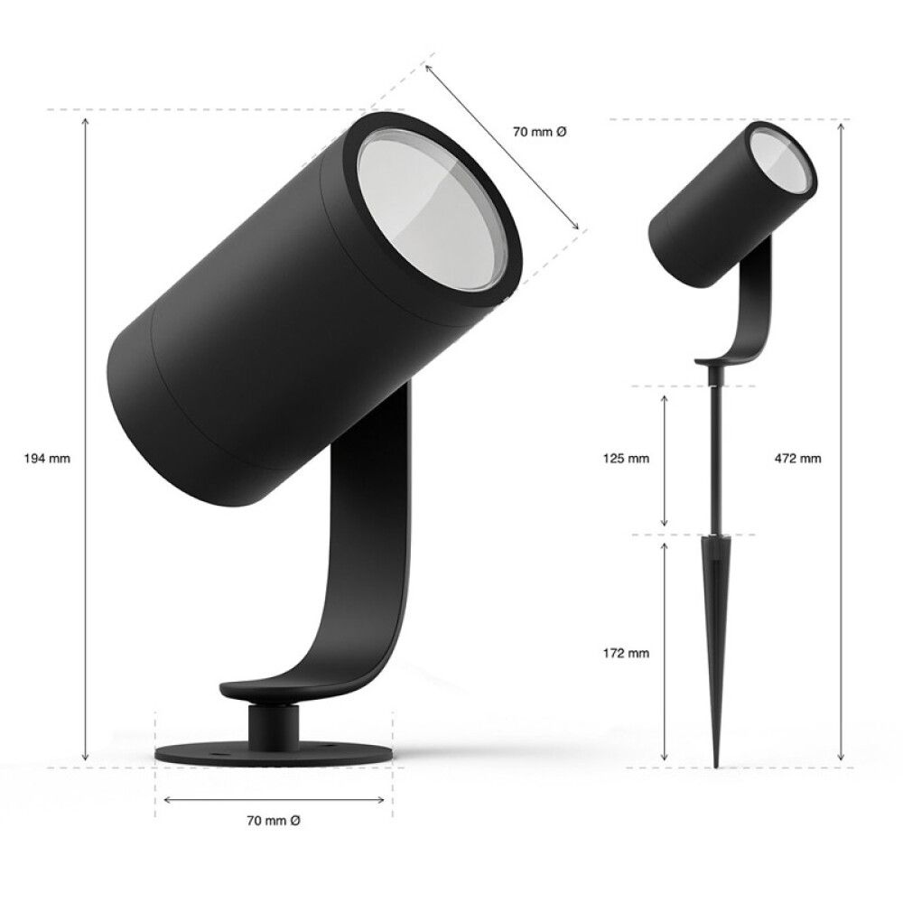 Ulkospottivalaisin Philips Hue Lily Lisäosa