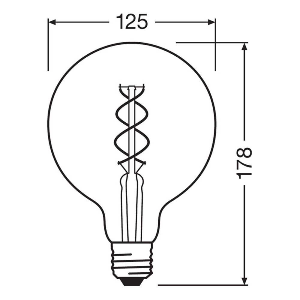 Led Vintage Osram 1906 CL GLOBE 125 FIL SMOKE 15 5W E27