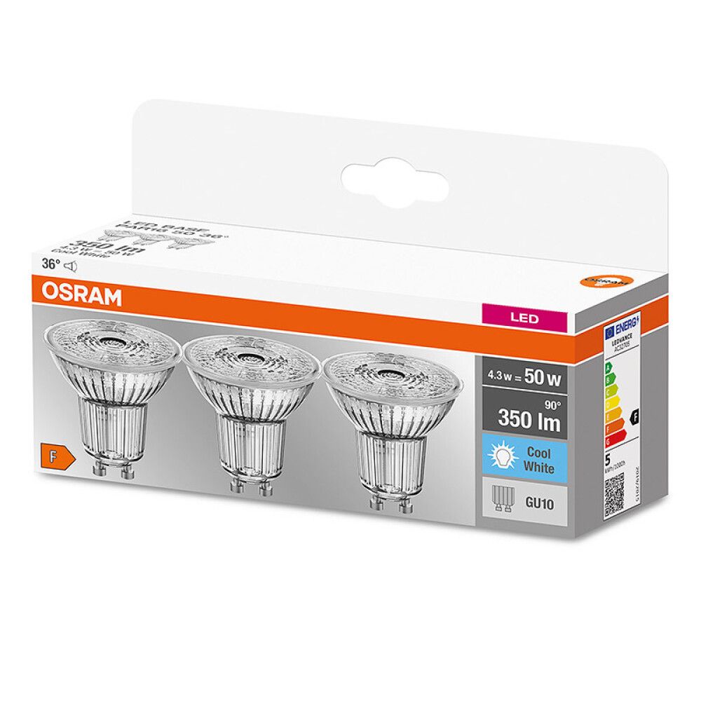 LED-kohdelamppu Osram GU10 4,3 W 4000 K 3-pack