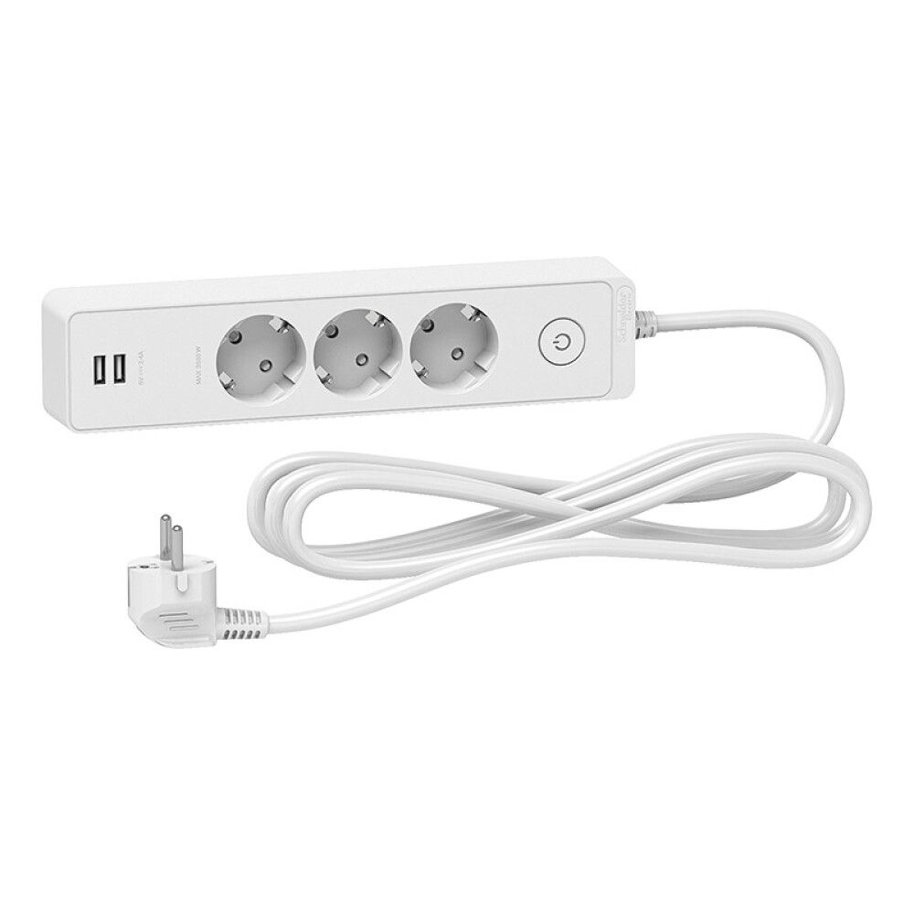 Jatkojohto Schneider Electric 3-os Valkoinen