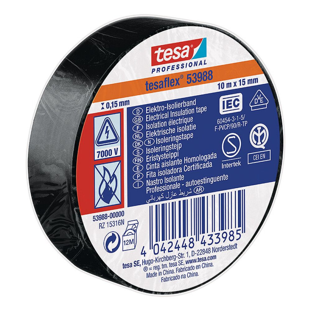 Eristysteippi Tesa Musta 10 m x 15 mm