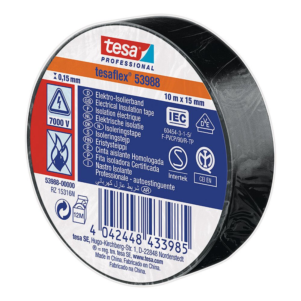 Eristysteippi Tesa Musta 10 m x 15 mm