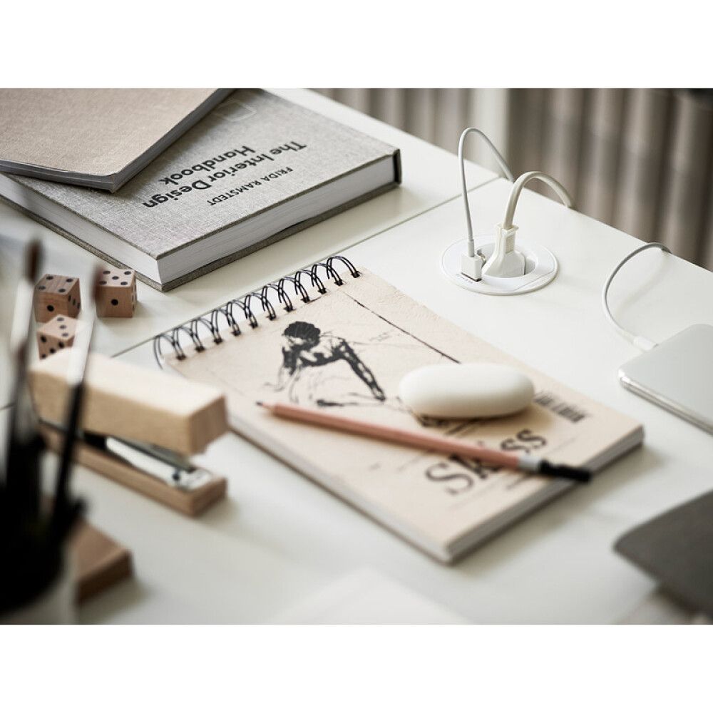 Pöytäpistorasia+USB Schneider Electric Unica System+ Valkoinen