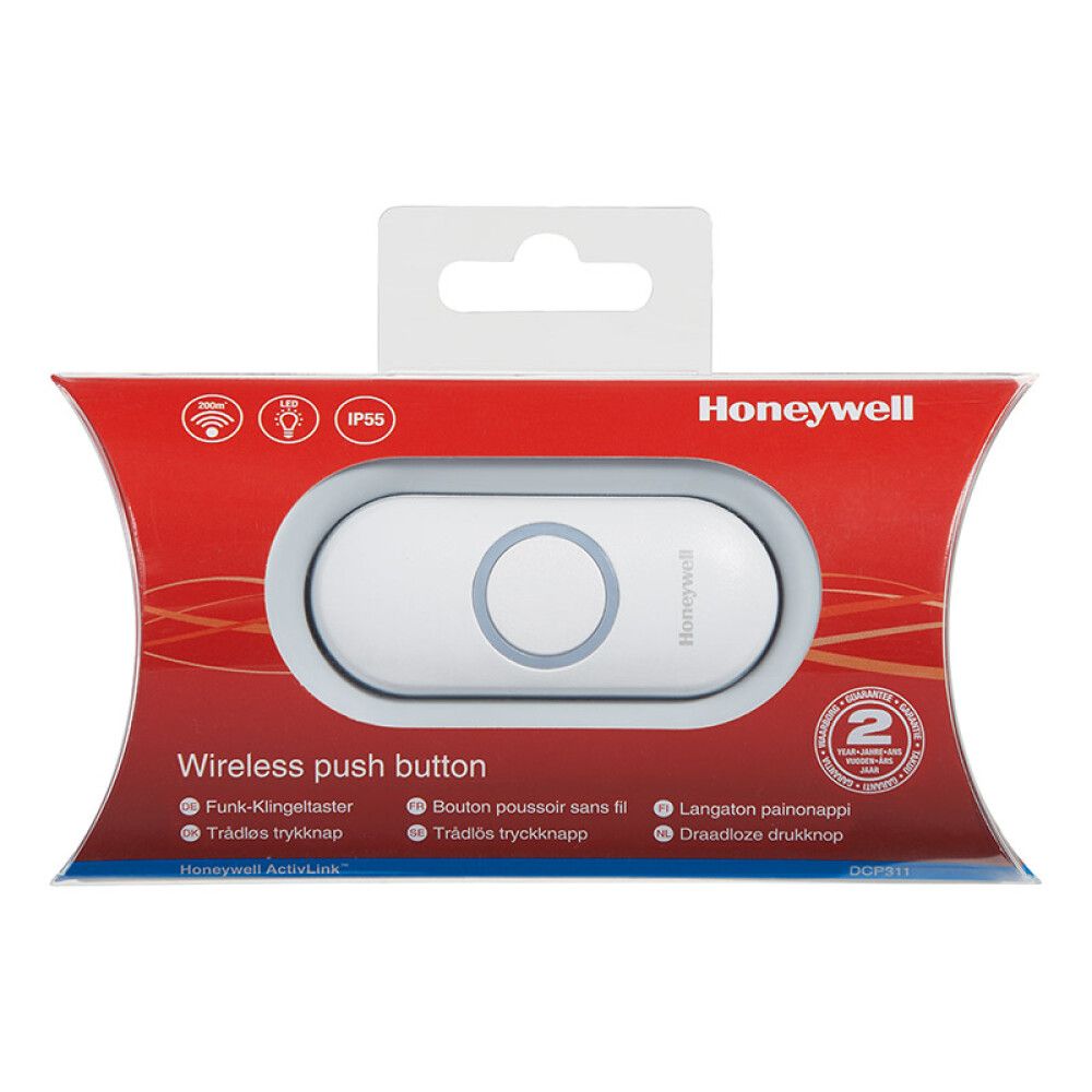 Ovikellon Painike Honeywell DCP311 Valkoinen LED