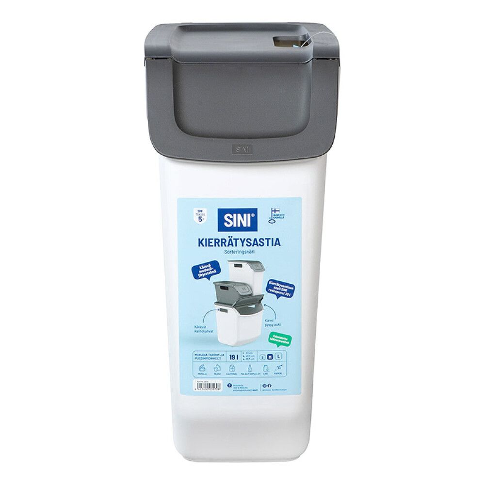 Kierrätysastia Sini Valkoinen/Harmaa 18 l