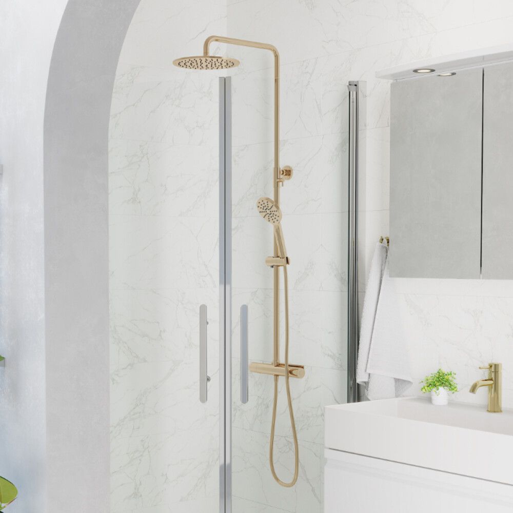 Suihkukokonaisuus Camargue Samsø Dueodde Pyöreä Kiillotettu messinki