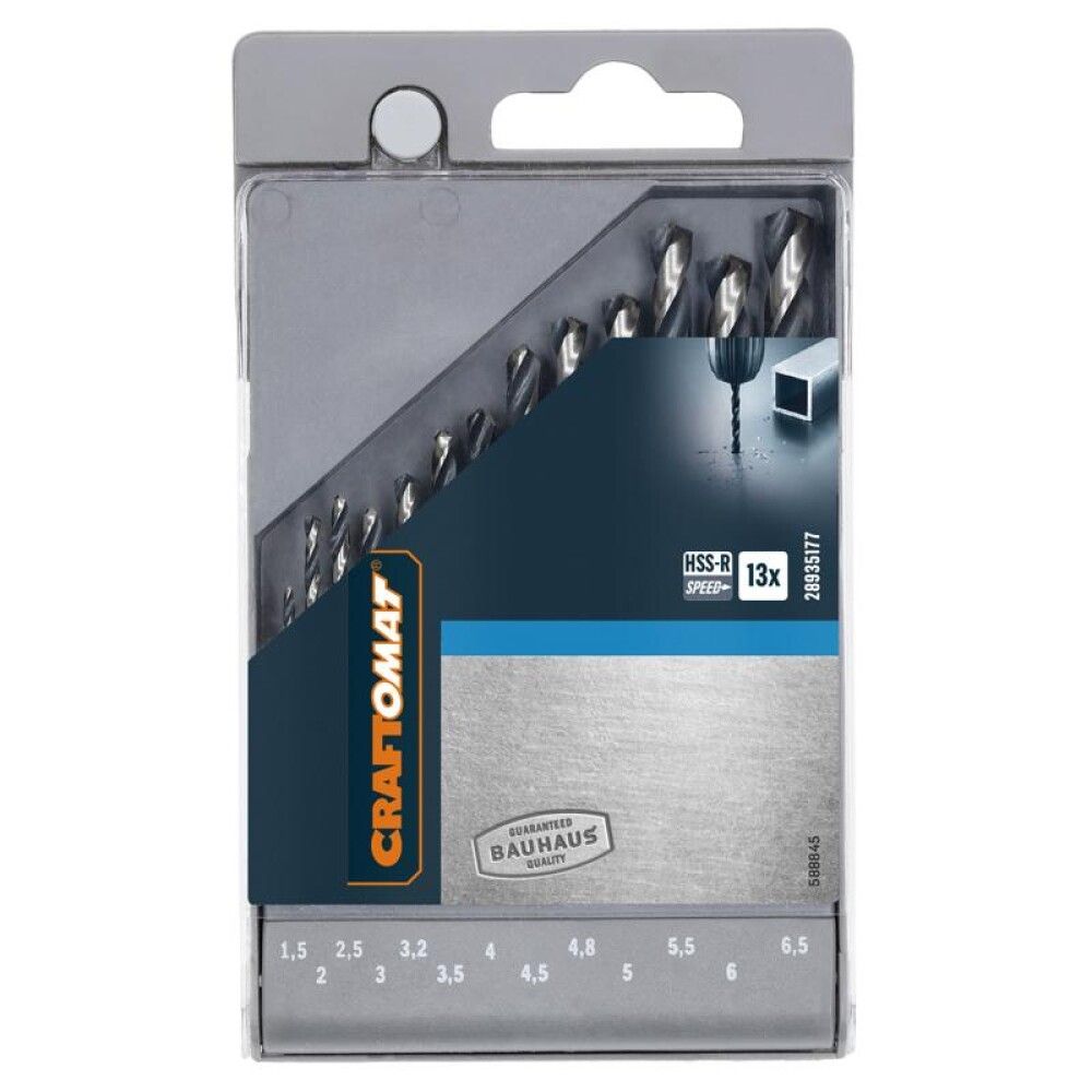 Metallinporateräsarja Craftomat HSS-R 1,5-6,5mm 13 osaa