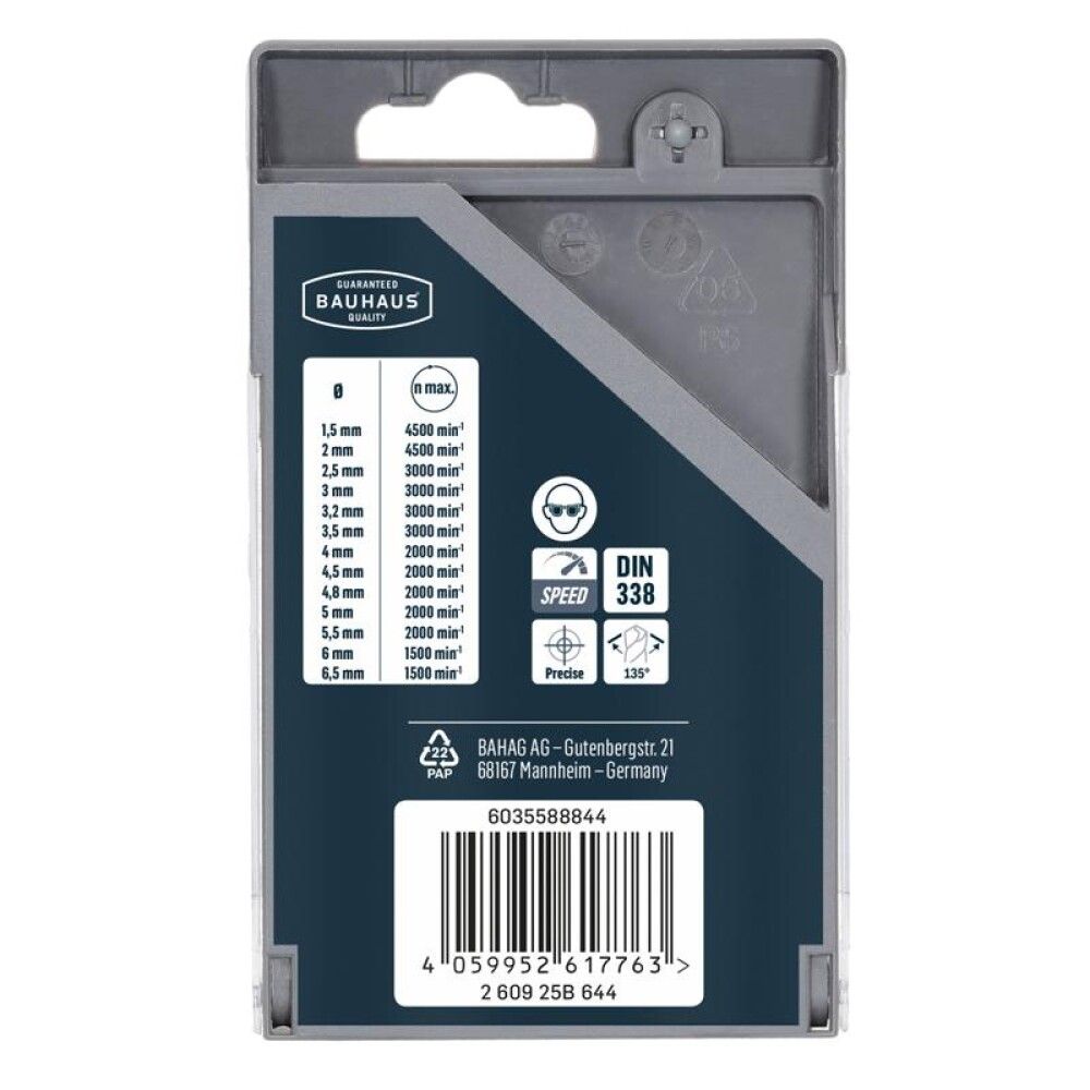 Metallinporateräsarja Craftomat HSS-R 1,5-6,5mm 13 osaa