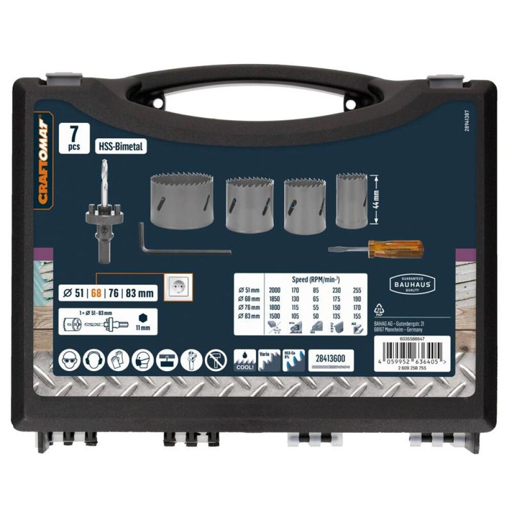 Reikäsahasarja Craftomat HSS- bimetalli 7 osaa