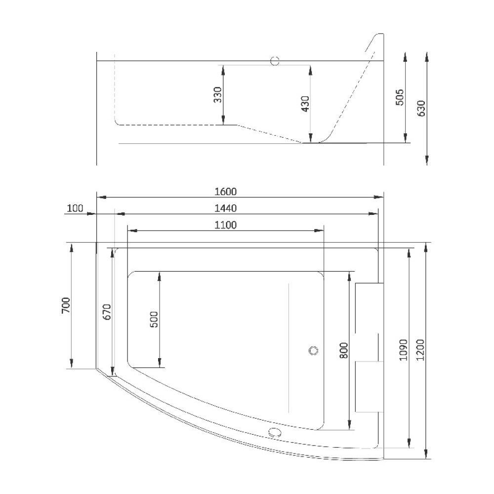 Kylpyamme Camargue Värmland oikea valkoinen 160 x 120 x 65 cm