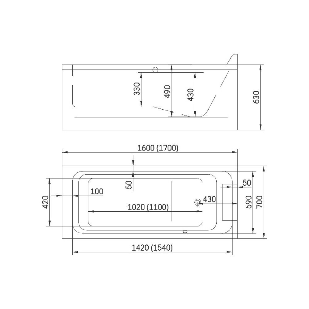 Kylpyamme Camargue Skaraborg valkoinen 170 x 70 x 65 cm
