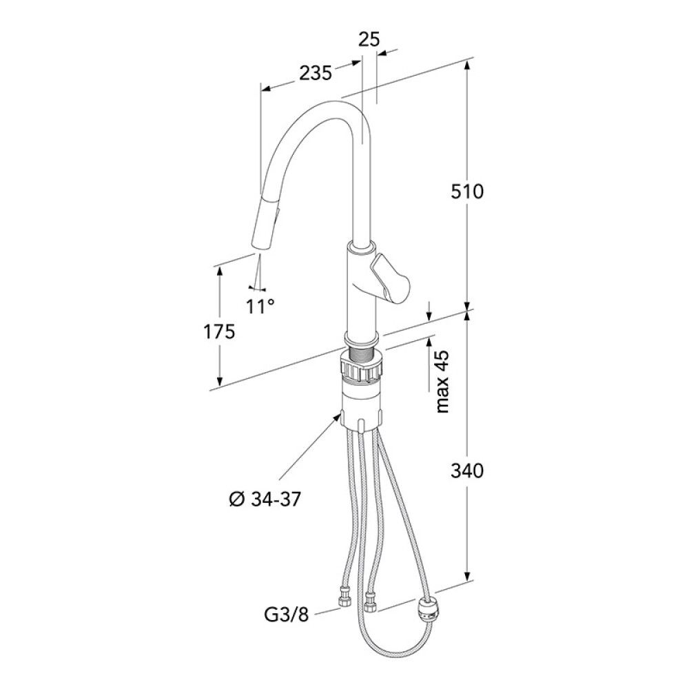 Keittiöhana Gustavsberg Epic Ulosvedettävä harjattu messinki