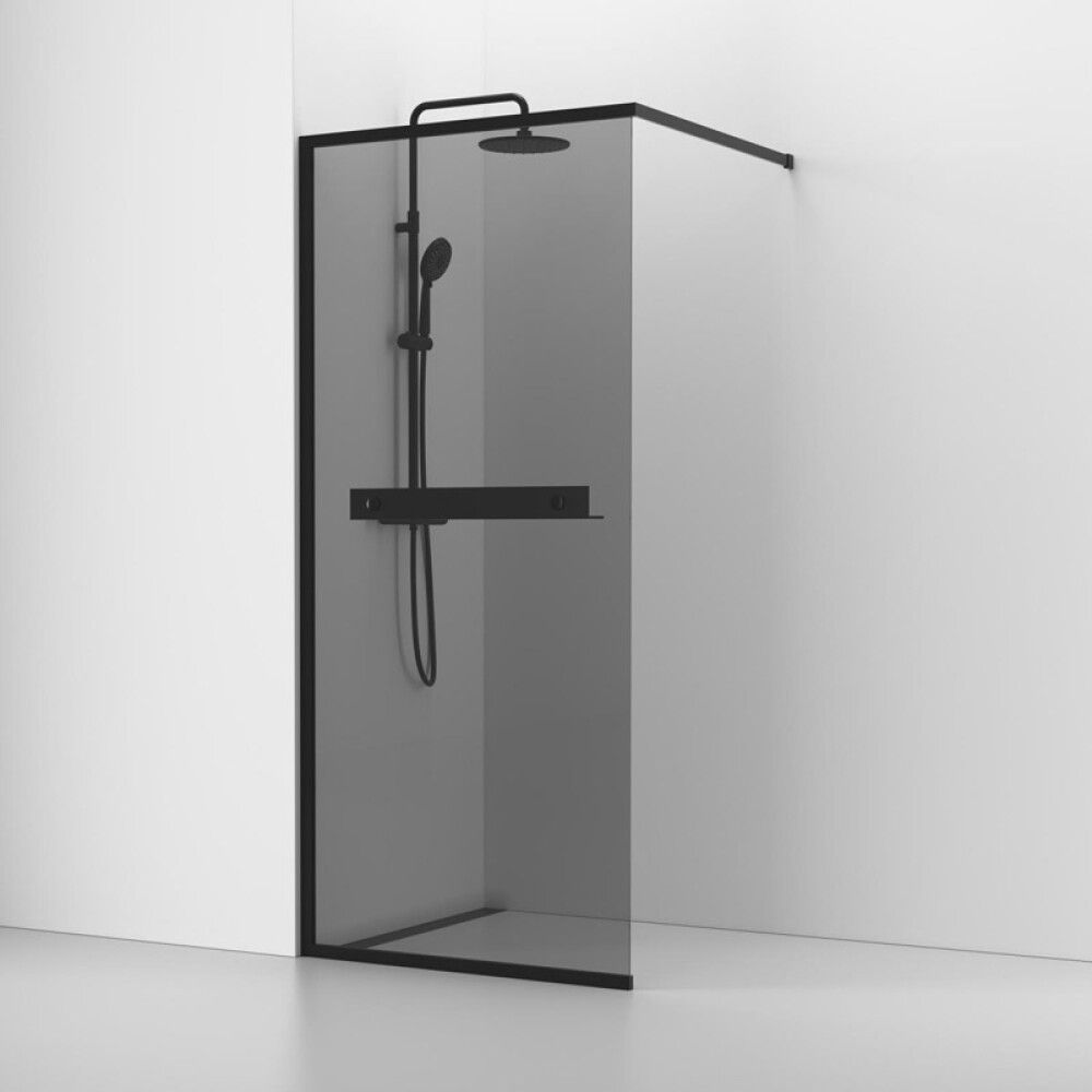 Suihkuseinä Svedbergs Langfoss musta/savulasi 90 x 200 cm