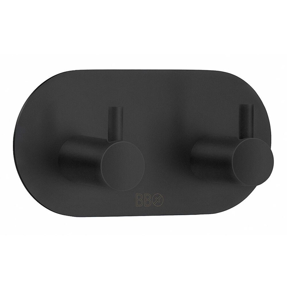 Tarrakiinnitteinen Kaksoiskoukku Beslagsboden BB1102 Mattamusta