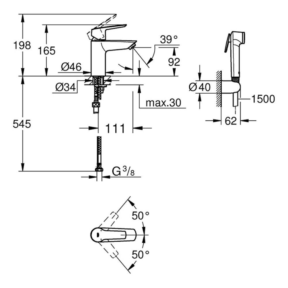 Pesuallashana Grohe Start bideellä kromi