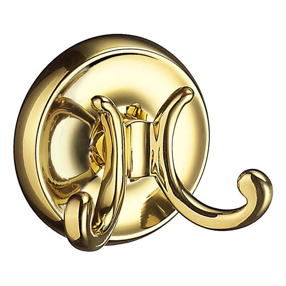 Kaksoispyyhekoukku Smedbo Villa kiillotettu messinki Ø 7 cm