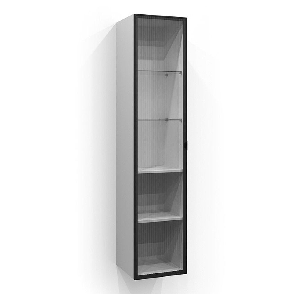 Korkean kaapin vitriiniovi Svedbergs aalto­lasi/mattamusta 35 x 160 cm