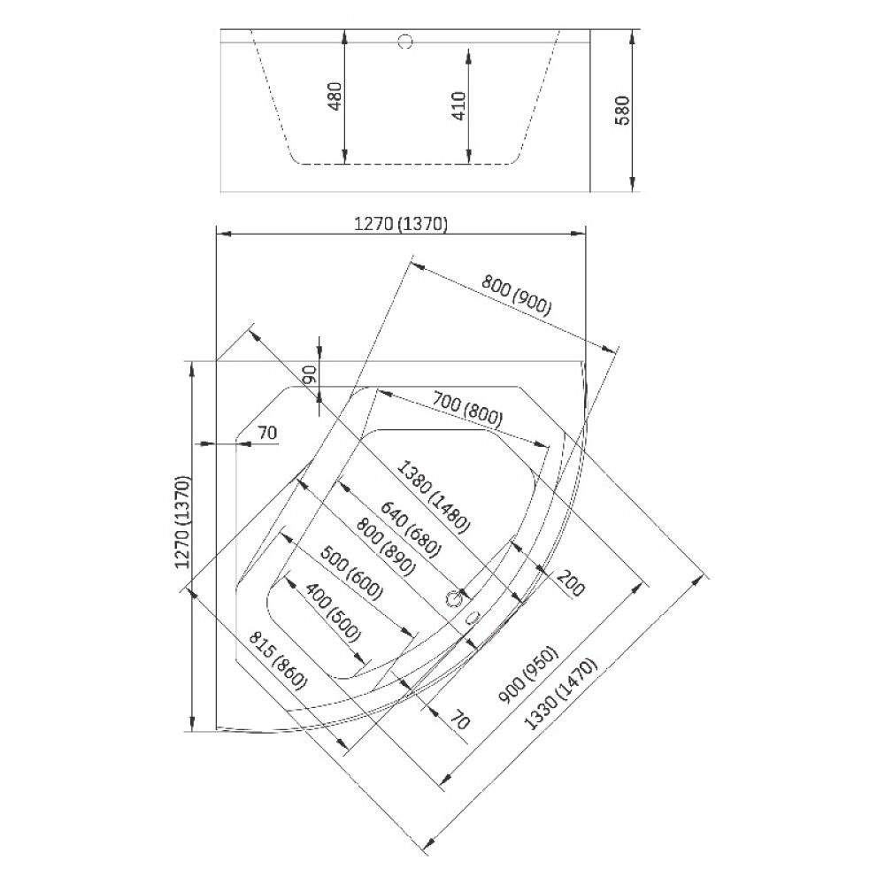 Kylpyamme Camargue Uppland valkoinen 140 x 140 cm