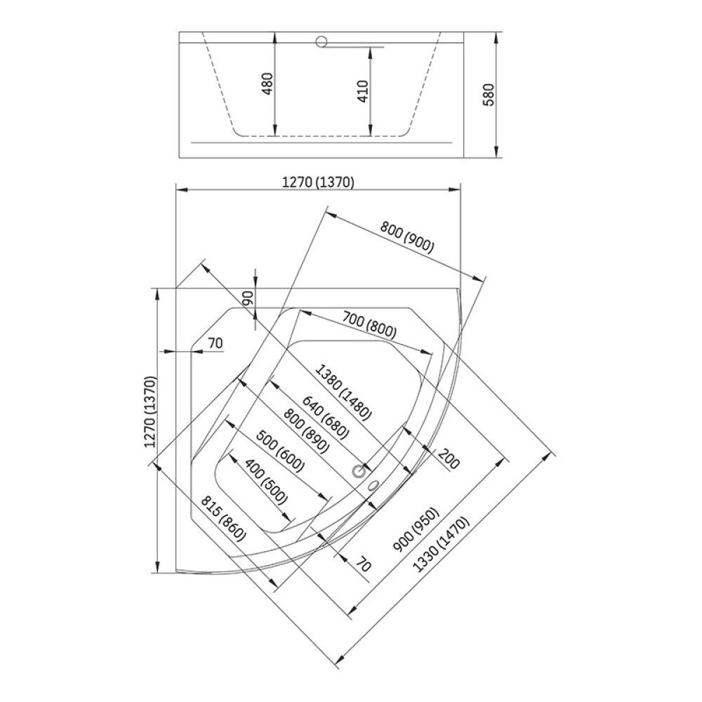 Kylpyamme Camargue Uppland valkoinen 140 x 140 cm