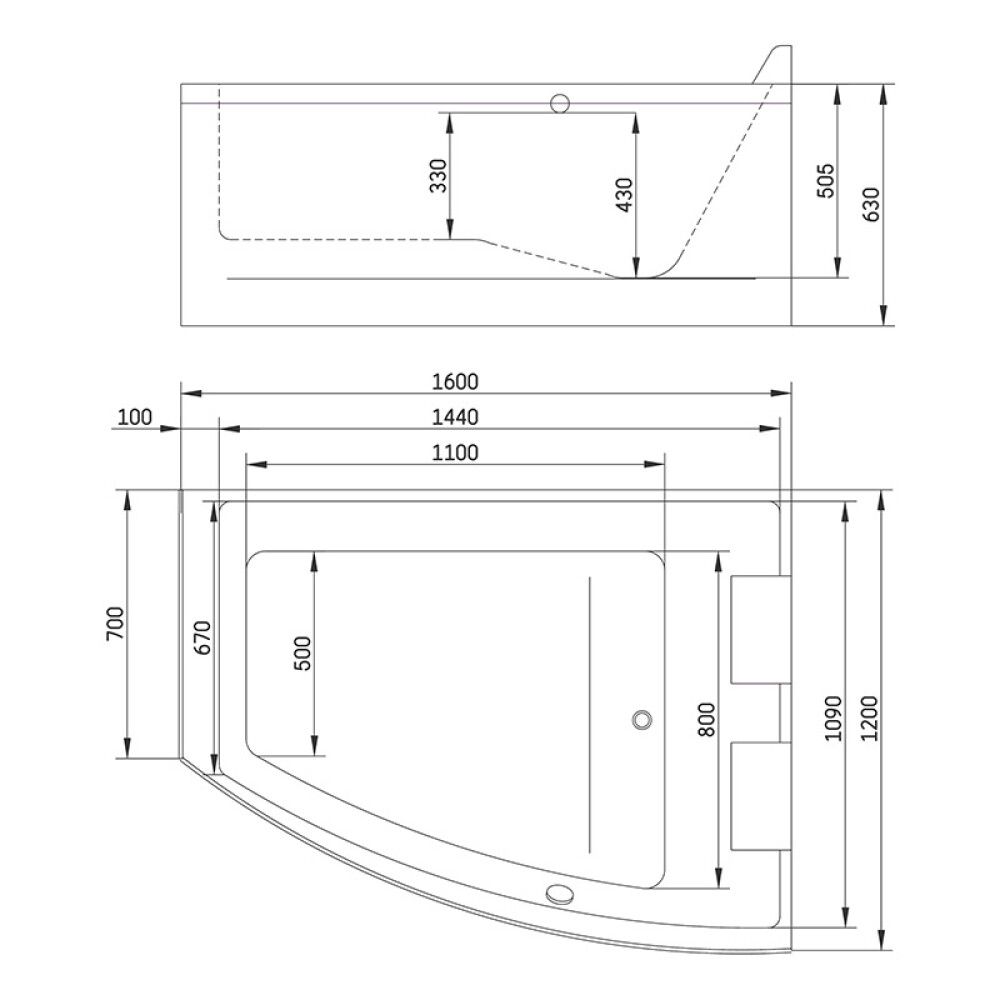 Kylpyamme Camargue Värmland oikea valkoinen 160 x 120 x 65 cm
