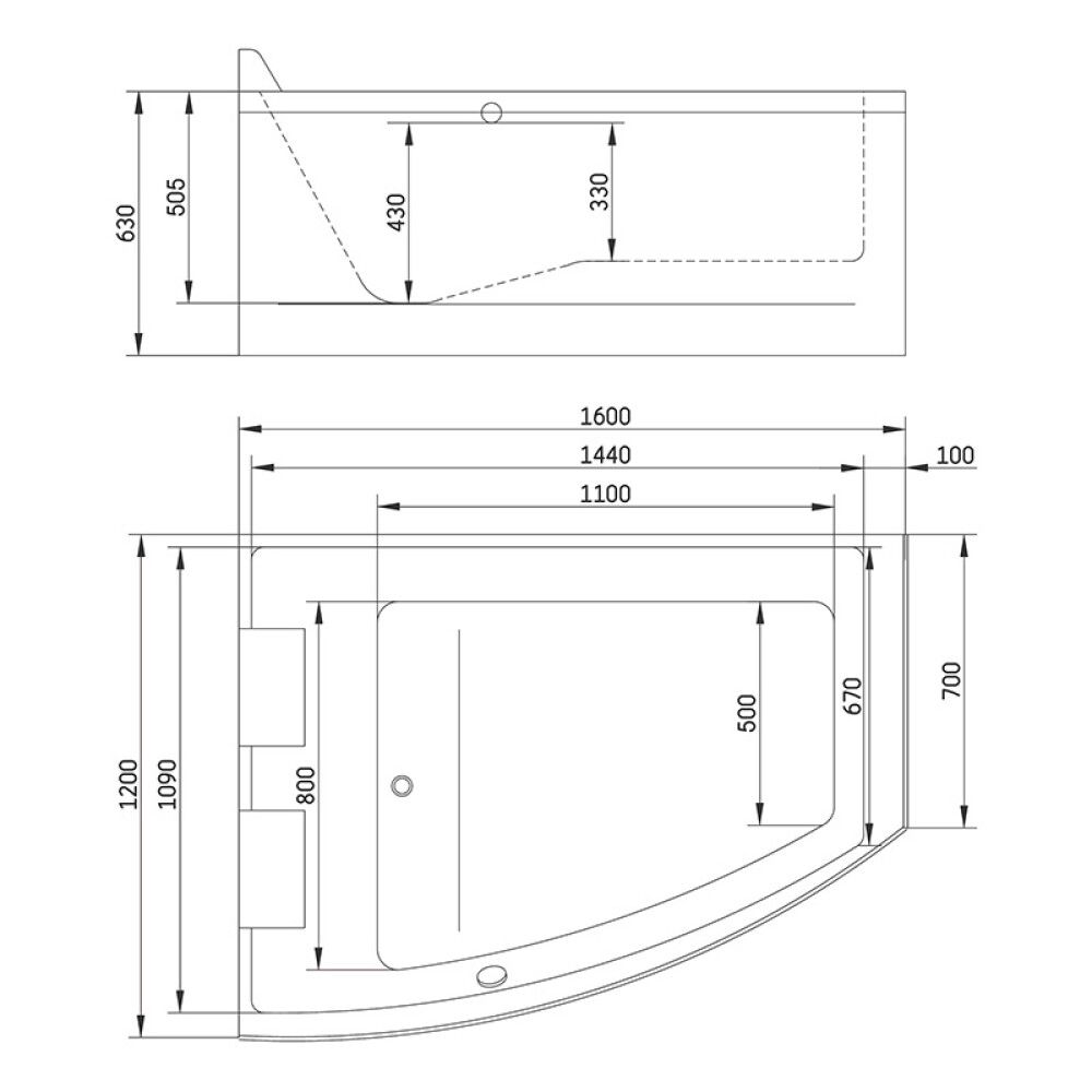 Kylpyamme Camargue Värmland vasen valkoinen 160 x 120 x 65 cm