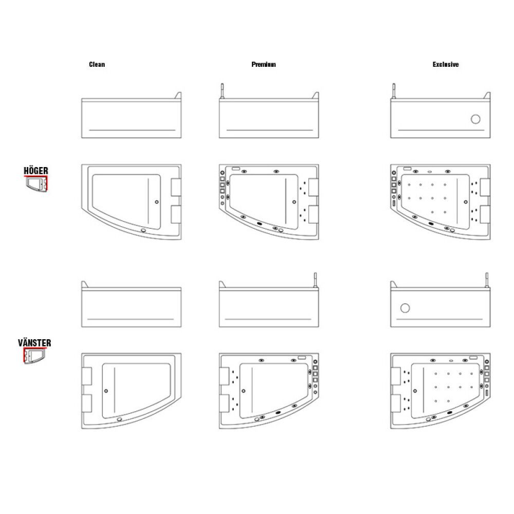 Kylpyamme Camargue Värmland vasen valkoinen 160 x 120 x 65 cm