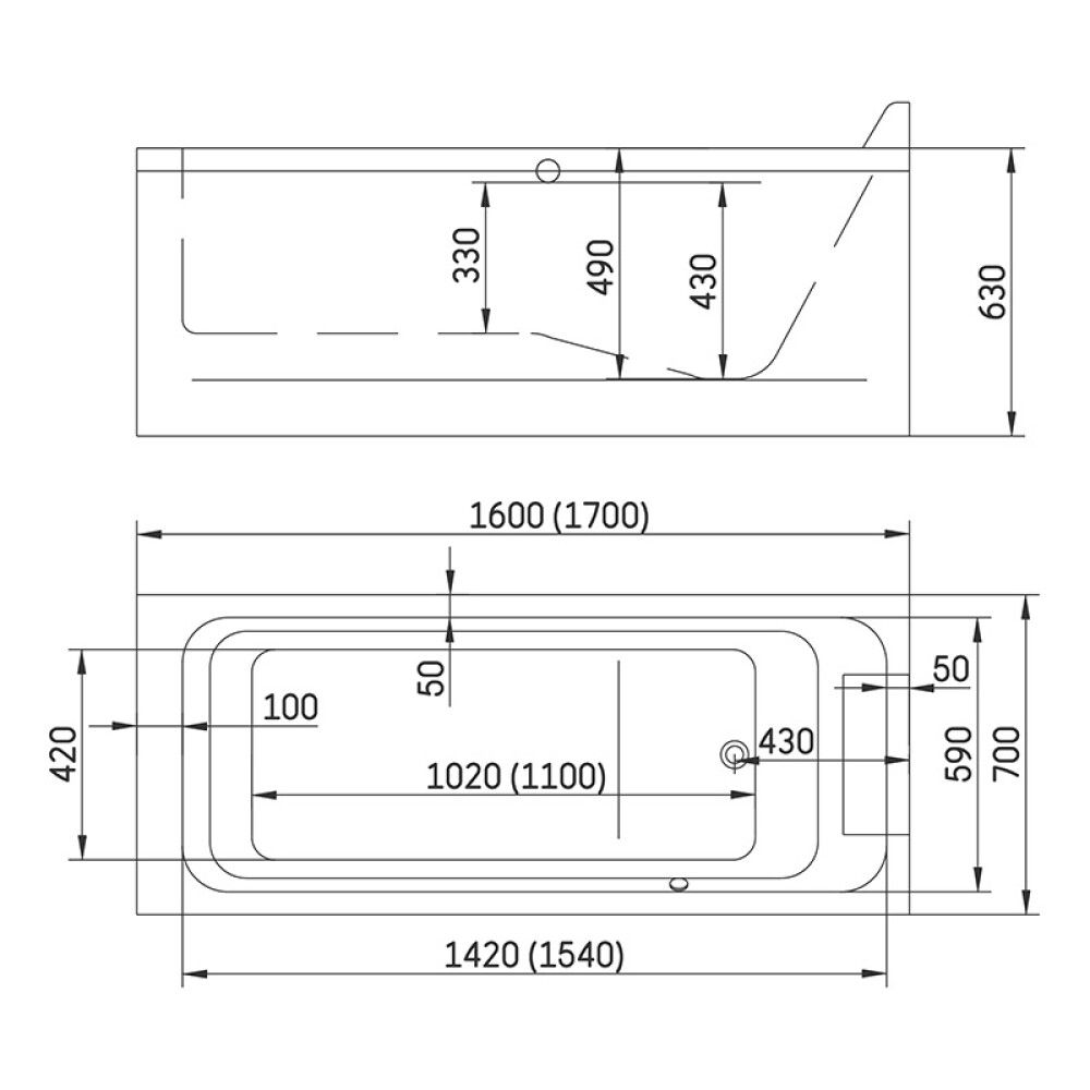 Kylpyamme Camargue Skaraborg valkoinen 170 x 70 x 65 cm