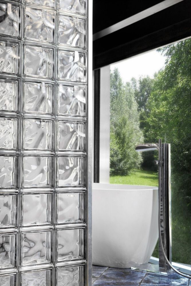 Lasitiili Seves Glassblock Wave Kirkas 19 x 19 x 8 cm