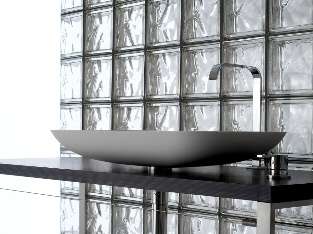 Lasitiili Seves Glassblock Wave Kirkas 19 x 19 x 8 cm