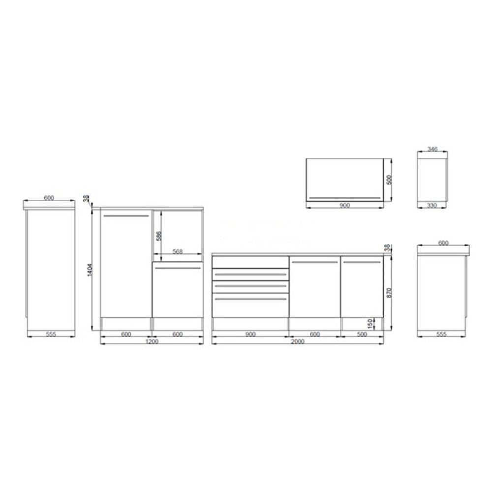 Keittiökokonaisuus Respekta 3,2 m kiiltävä harmaa