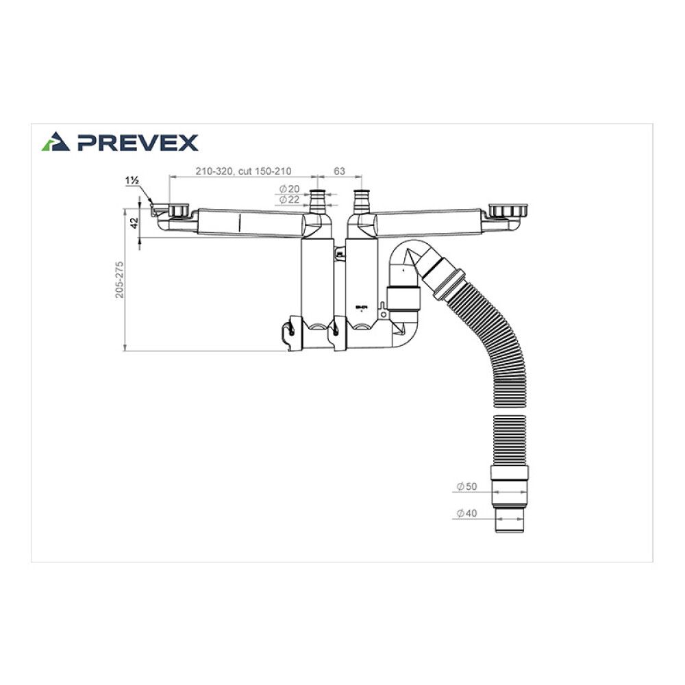 Keittiövesilukko Prevex Smartloc 2-altainen Mutterikiinnitys