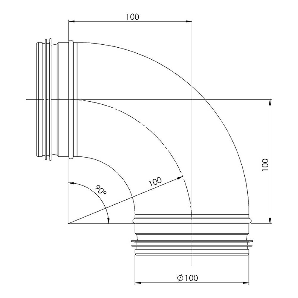 Käyrä Europlast 90° 100 mm
