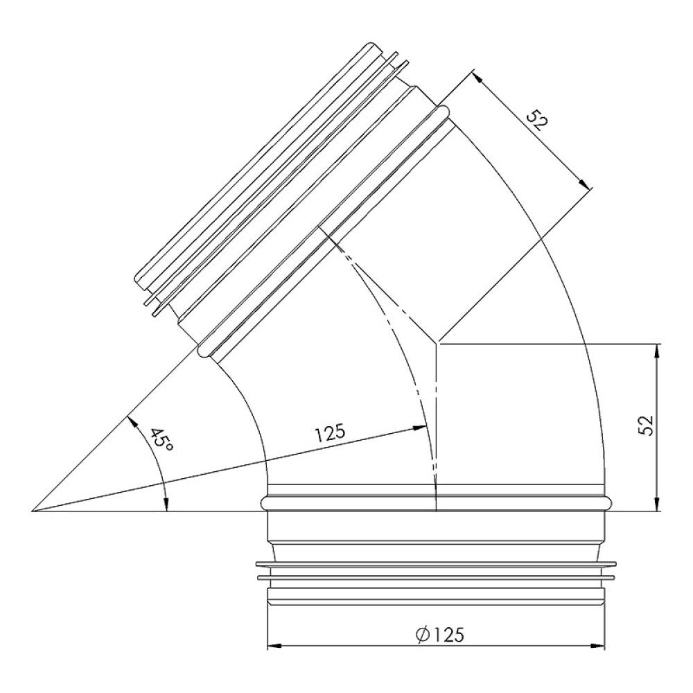 Käyrä Europlast 45° 125 mm