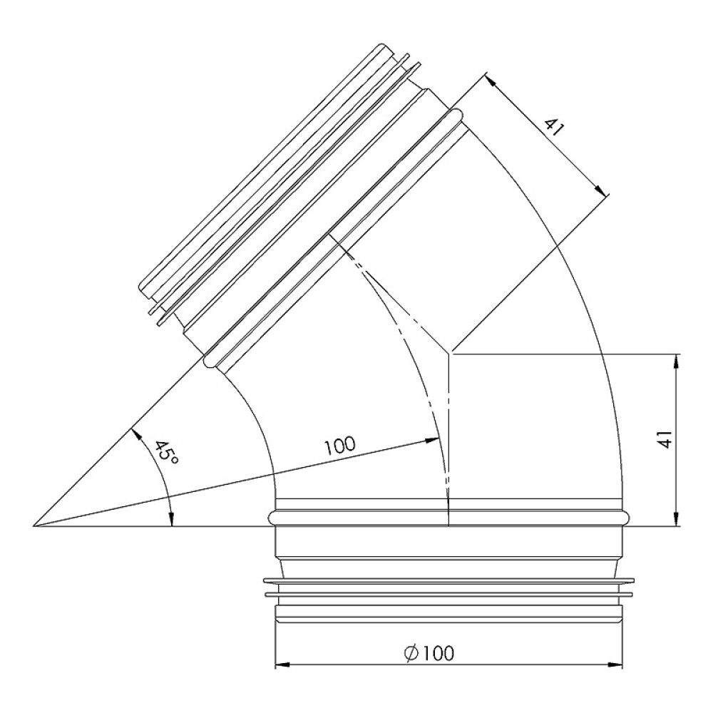 Käyrä Europlast 45° 100 mm