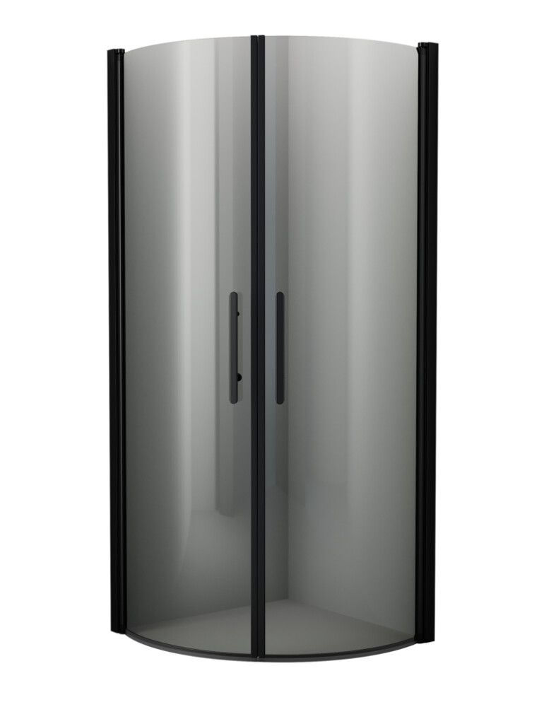 Setti: 2 kpl Lasiovea 80 x 200 cm, 2 kpl Kehyslistaa ja 2 kpl Kahvaa Camargue Skärgård Savulasi/Musta profiili