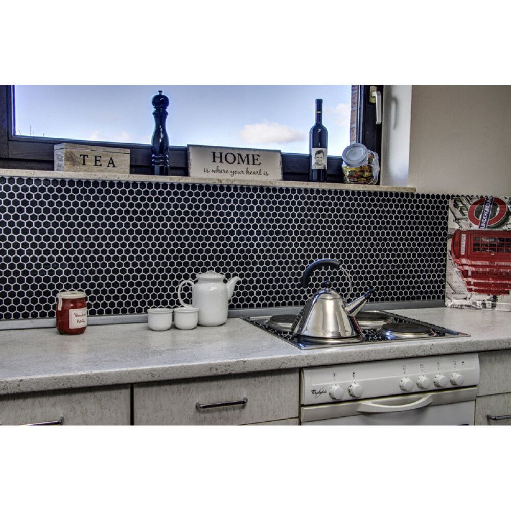 Mosaiikki Hexagon Pieni Musta Matta