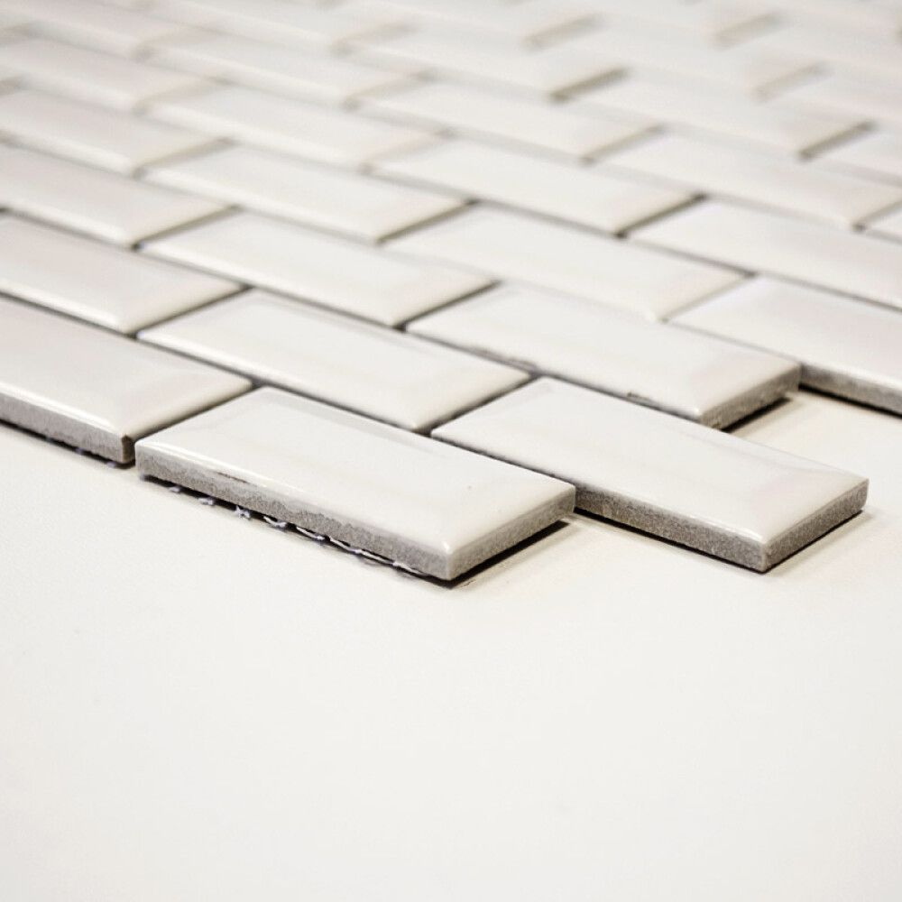 Mosaiikki Brick Bond Diamond Kiiltävä Valkoinen