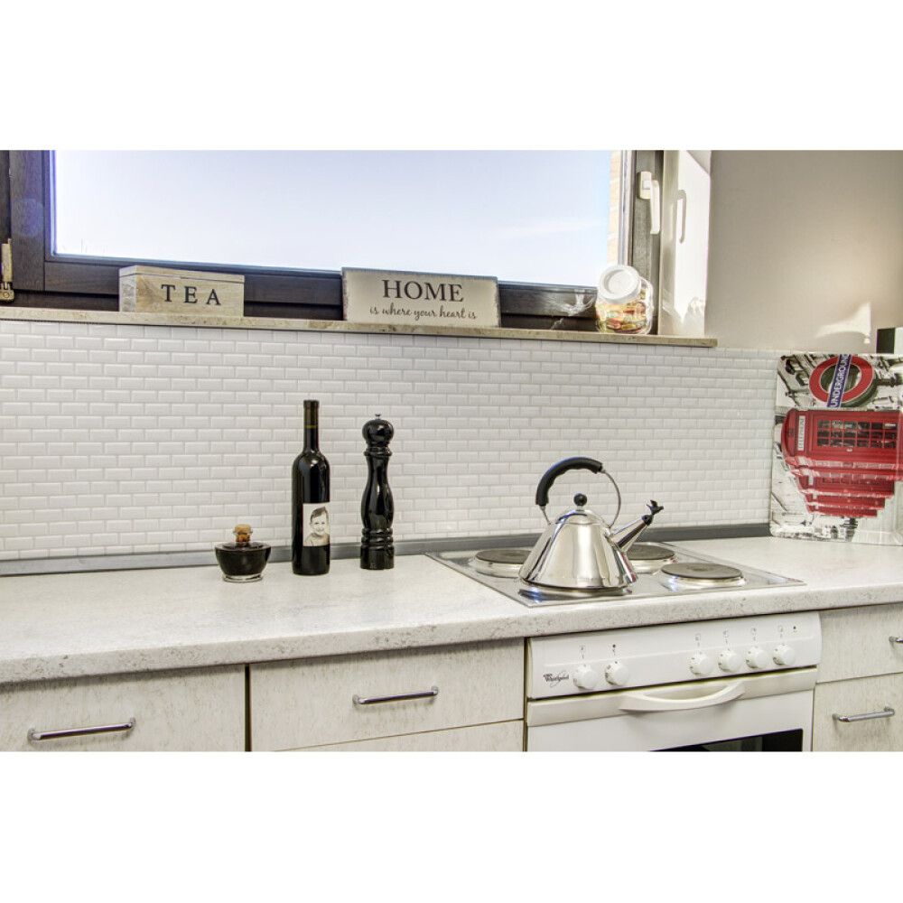 Mosaiikki Brick Bond Diamond Kiiltävä Valkoinen