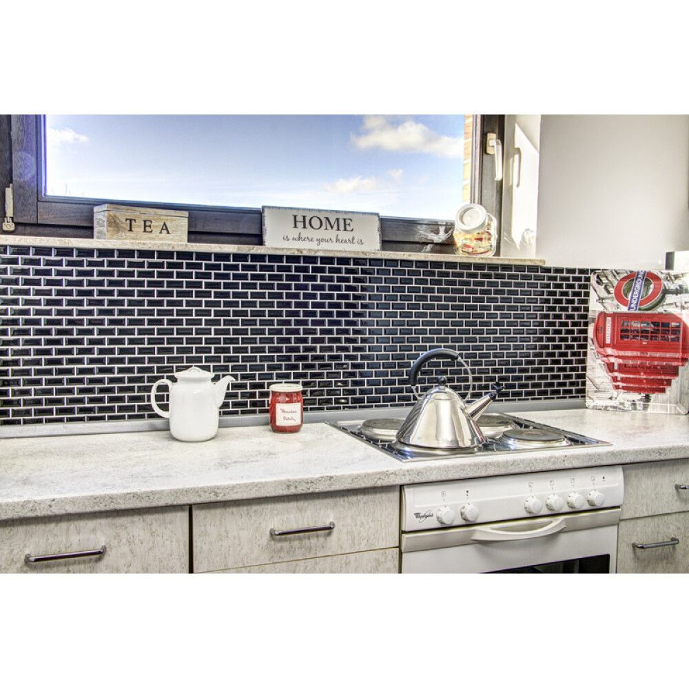 Mosaiikki Brick Bond Diamond Kiiltävä Musta