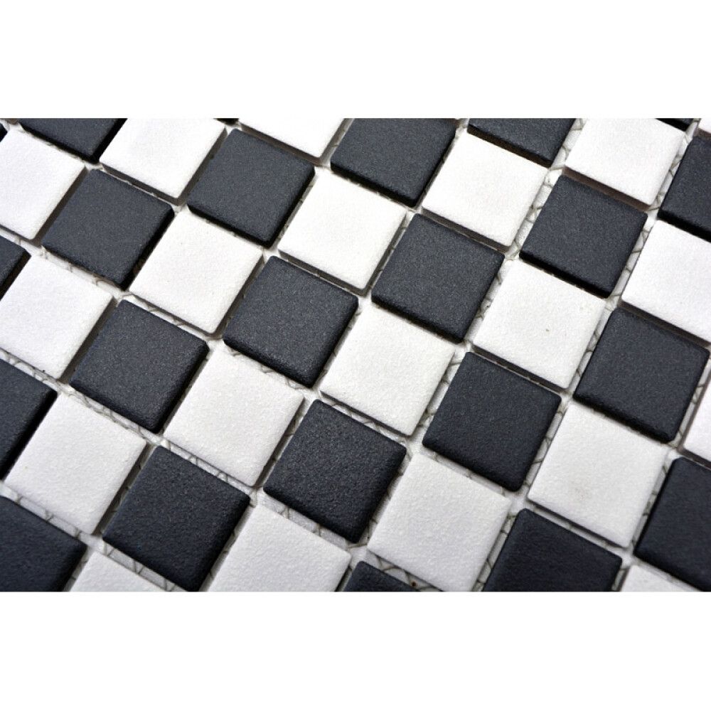 Mosaiikkilaatta Fliesen Quadrat Mix musta/valkoinen 32,6 x 30 cm