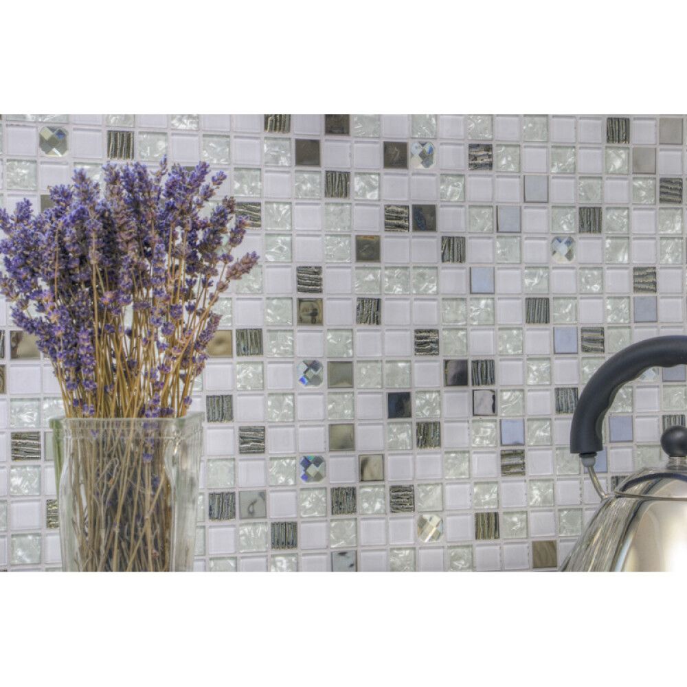 Tarramosaiikki Valkoinen 30 x 30 kiiltävä