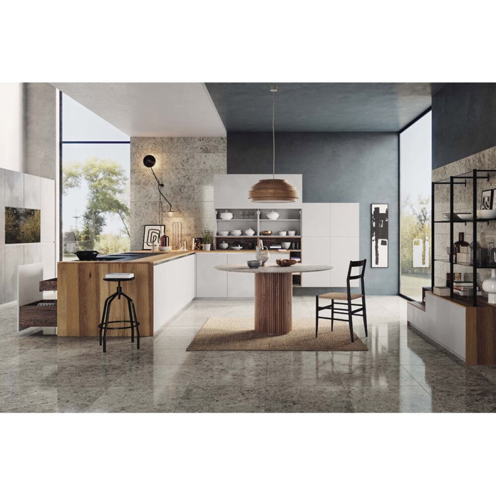 Lattialaatta Corso Italia Marble Mix kiiltävä harmaa 30 x 60 cm